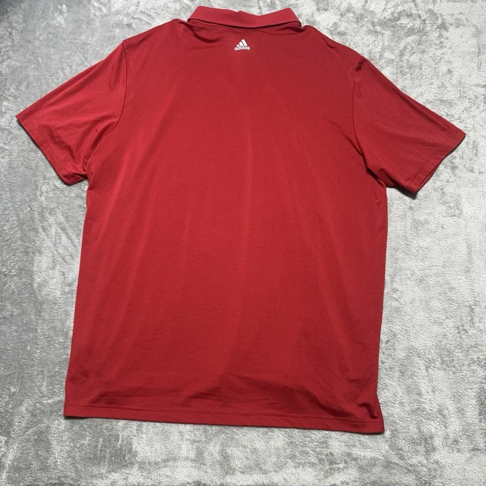 Adidas‎ Golf Polo Shirt Men's 2XL Red Striped Short Sleeve Activewear